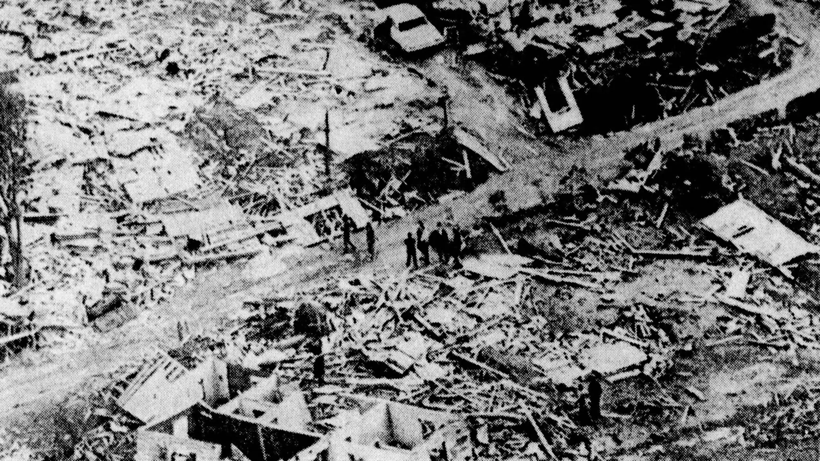 Commercial building and roof damage after a tornado